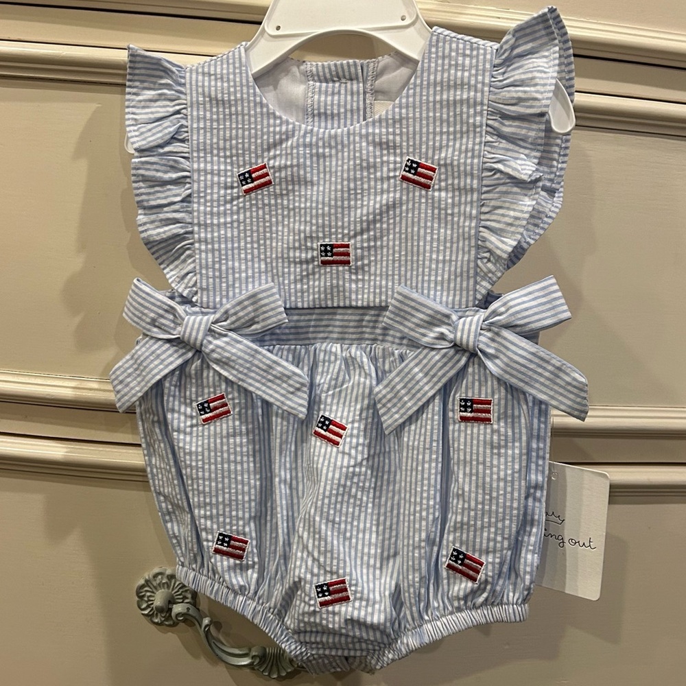 Starting Out Flutter Sleeve Flag Romper - Picture 5 of 11